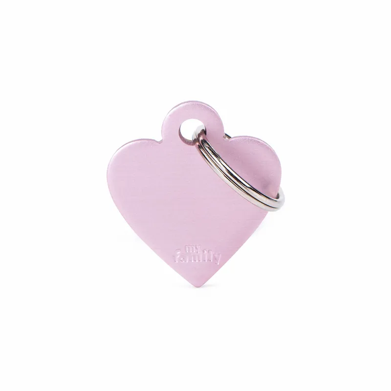 Expressversand MY FAMILY Classic Small Heart Aluminum Tag pink Hundemarke